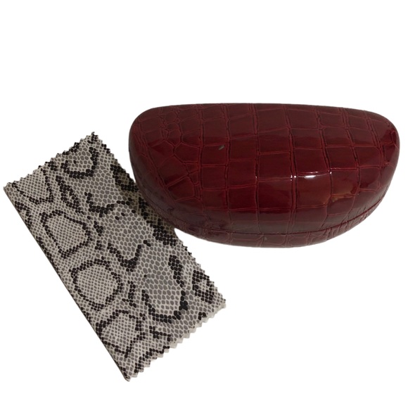Croco Snake Glasses Case Cloth Hard Clamshell Frame Red Brown Grey Python - Picture 2 of 5